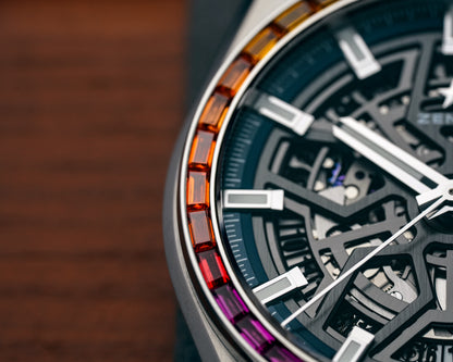 Zenith Defy Classic Skeleton Rainbow Bezel Men Watch