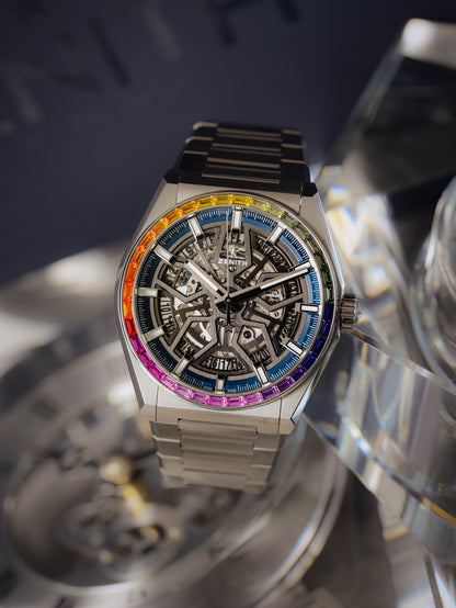 Zenith Defy Classic Skeleton Rainbow Bezel Men Watch
