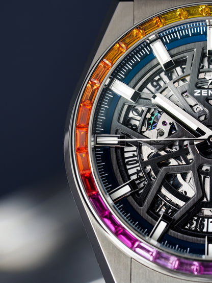 Zenith Defy Classic Skeleton Rainbow Bezel Men Watch