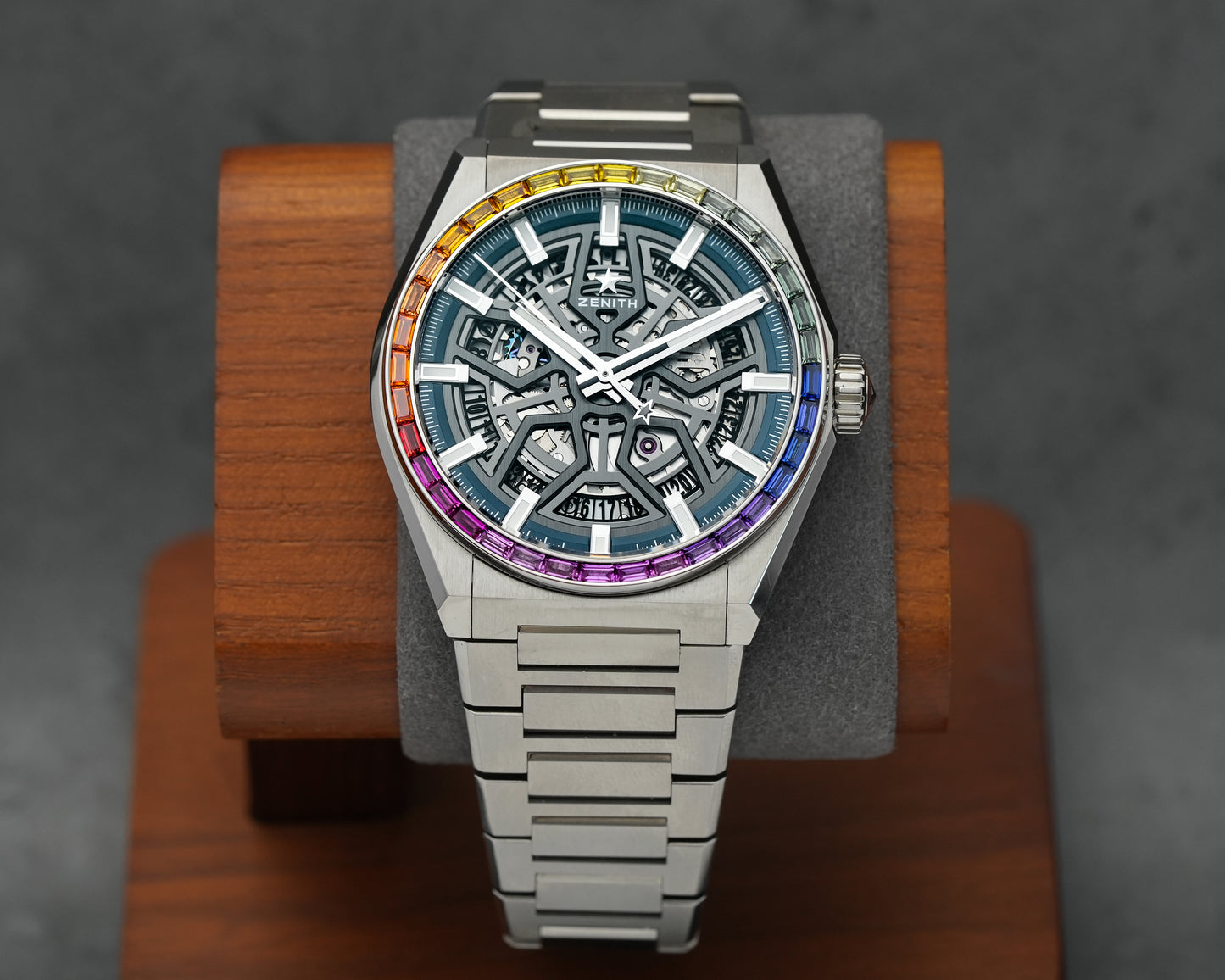Zenith Defy Classic Skeleton Rainbow Bezel Men Watch