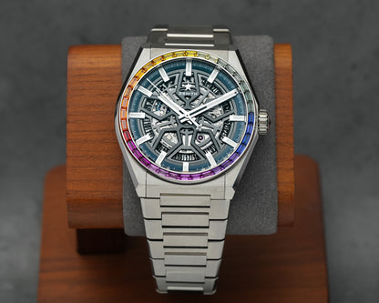 Zenith Defy Classic Skeleton Rainbow Bezel Men Watch
