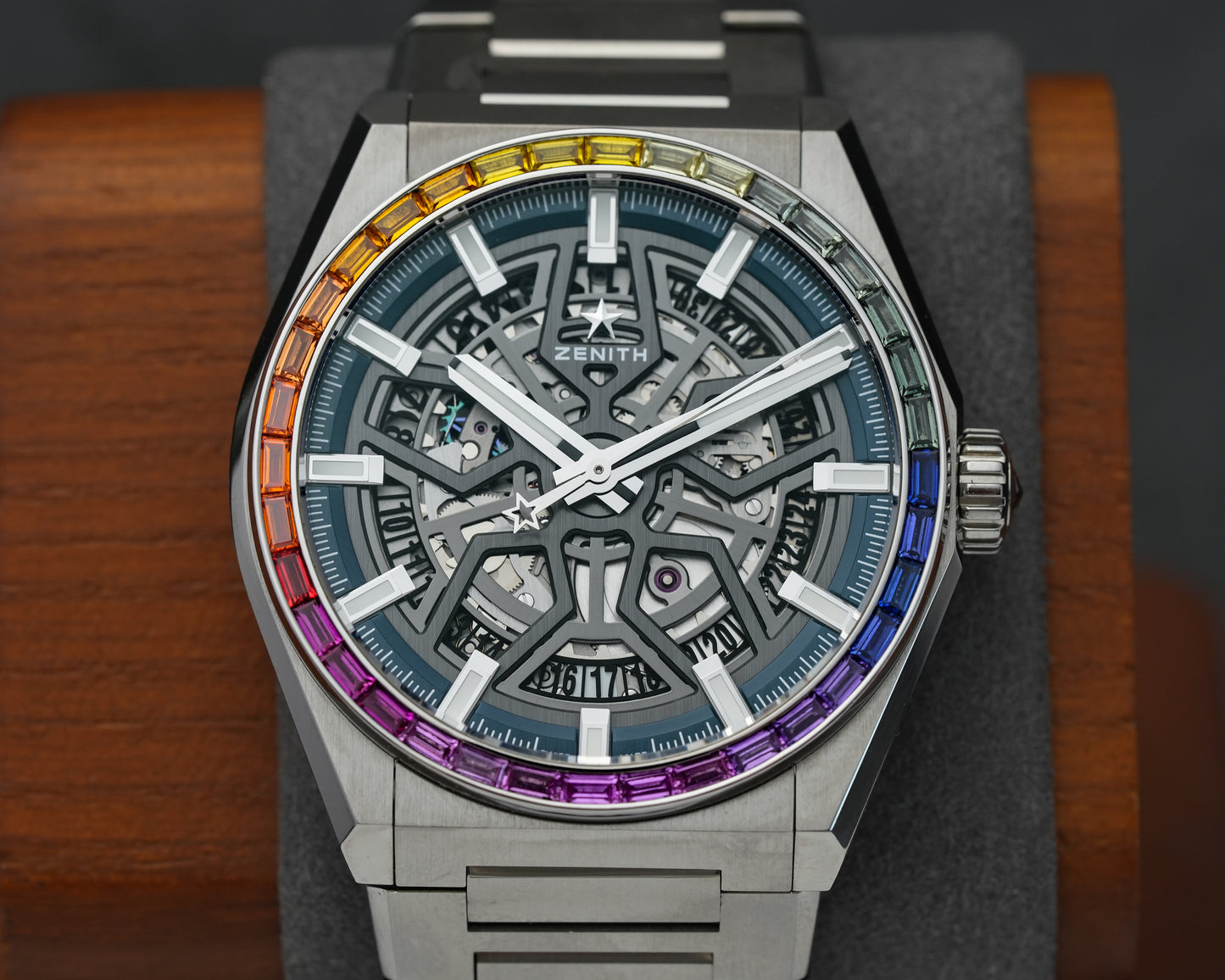 Zenith Defy Classic Skeleton Rainbow Bezel Men Watch