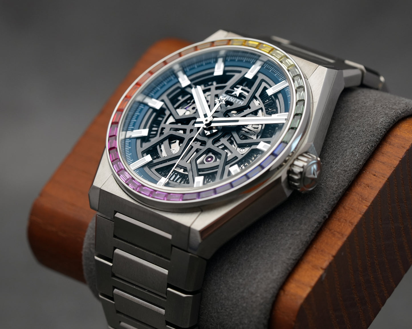 Zenith Defy Classic Skeleton Rainbow Bezel Men Watch